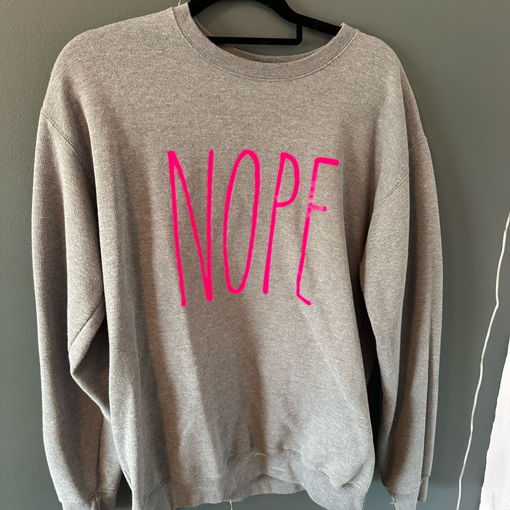 Gray 'NOPE' Sweater